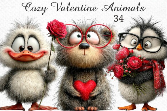 Download Cozy Valentine Animals Clipart Png - Premium Resources