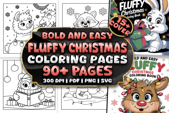 Download Bold and Easy Fluffy Christmas Coloring - Premium Bundle