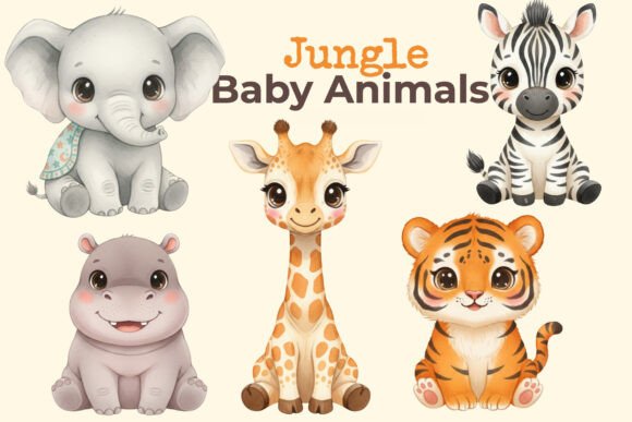 Download Cute Baby Jungle Animals PNG - Premium Resources