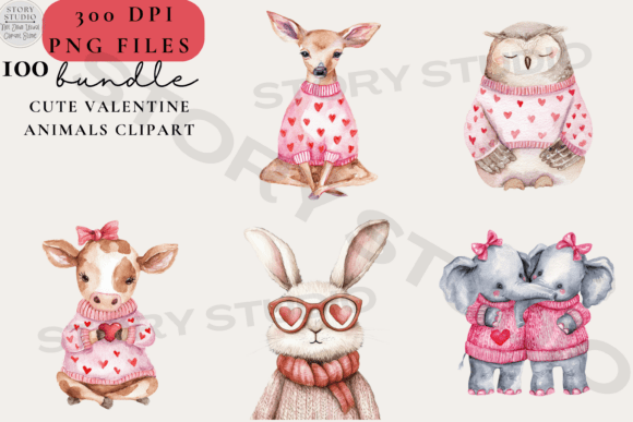 Download Cute Valentine Animals Clipart Bundle - Premium Resources