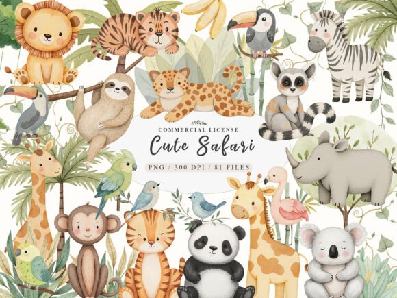 Download Watercolor Cute Boho Baby Safari Animals - Premium Resources