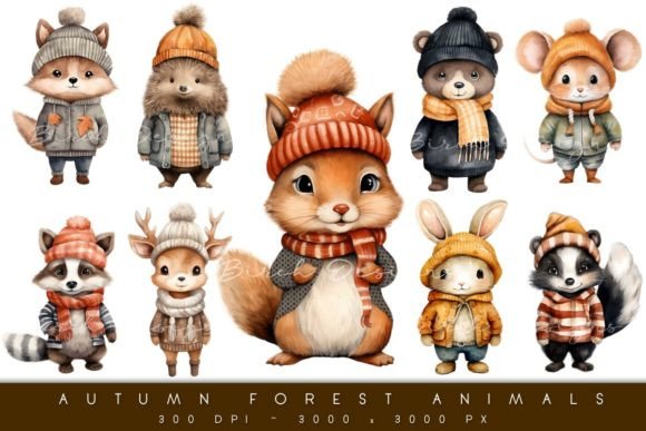 Download Autumn Forest Animals, Fall Clipart - Premium Bundle